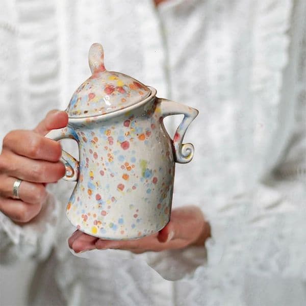 Creative Forked Waist Cup Mugs FoodJars Retro Spotted for Kitchen Storage Jars with Lids Coffee Tea Sugar Spices Kitchenware 260428