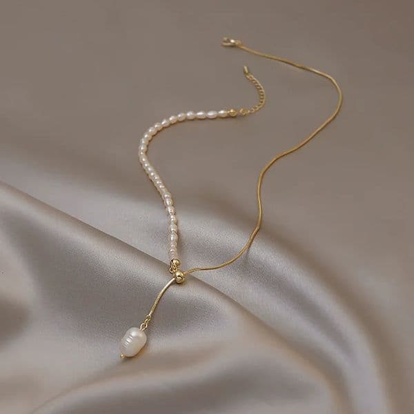 100 Natural Freshwater Pearl 14K Gold Filled Trendy Female Pendant Necklace Jewelry For Women Snake Chains No Fade 260429