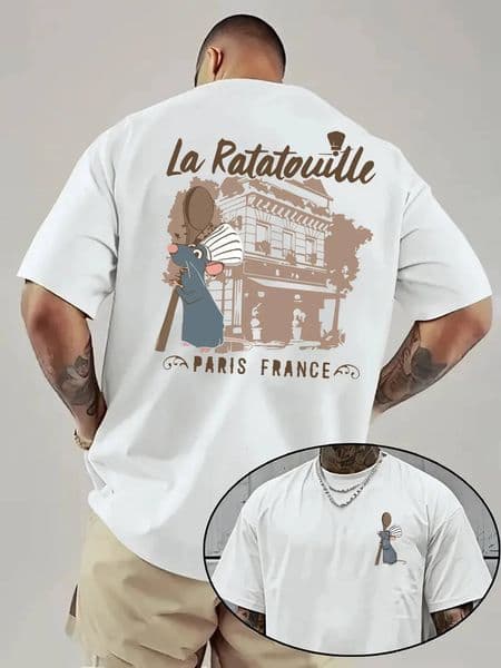 Bestseller Food Story Remy Graphic T-Shirt Men's Daily Casual And Themed Activities Wear Unisex Cotton Crew Neck Short Sleeves Ddmysat