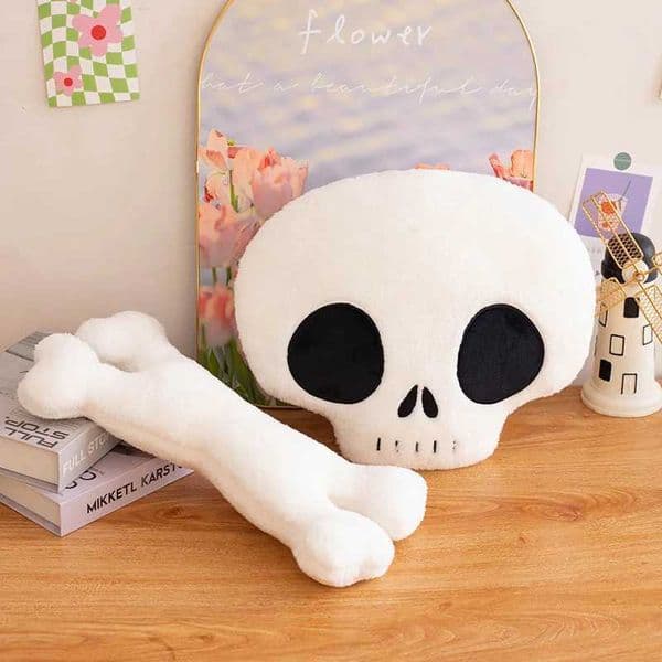 1pc Skulland Crossbones Plush Pillow Halloween Home Decoration Toys Sofa Chair Cushion Doll W260428