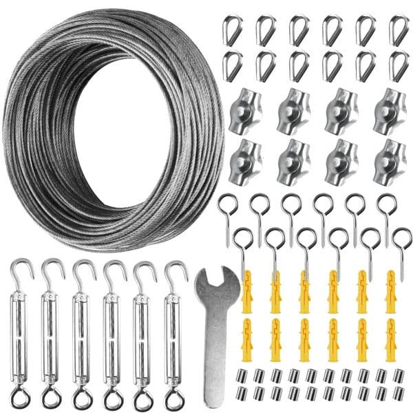 Stainless Steel Shade Sail Wire Kit Plant Training Garden Rope for Sun Shelter 2mm Canopy Hanging Ropes 260429