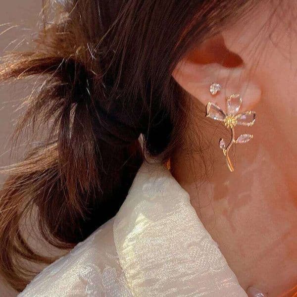 Fashion Elegant Crystal Flower Zircon Drop Earrings Women's Wedding Jewelry Party Gift Wholesale