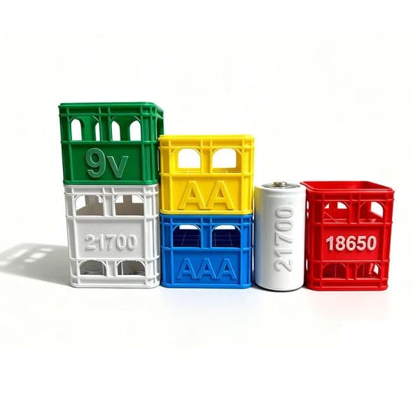 3D printed beer crate style stackable battery storage box AA and sizes 18650 21700 9V 260428