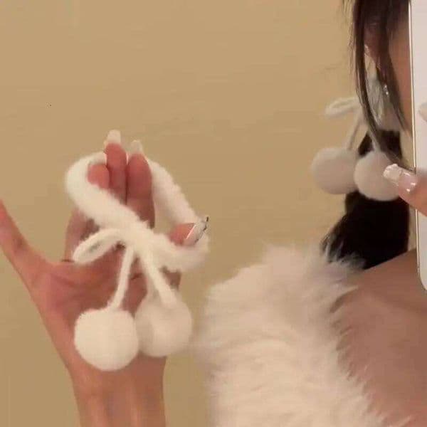2pcsAutumn and Winter Plush Hairbands, Bow Knots, Balls, Ties, Leather Tendons, Headbands, Hair Accessories