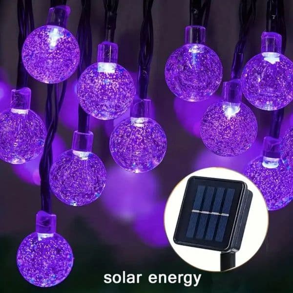 1pc Solar Purple Bubble Ball String Light 8 Functions Diameter 17cm067inch Halloween Decorative Lights 260429