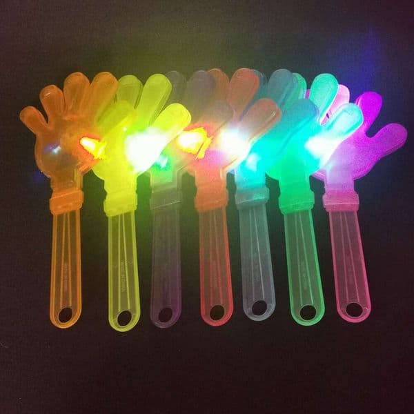 24cm LED Light-Up Hand Clapper - Multi-Color Flashing Glow Sticks for Concerts, Parties, Sports Events & Kids' Toys (Pack of 6, Durable Plastic)
