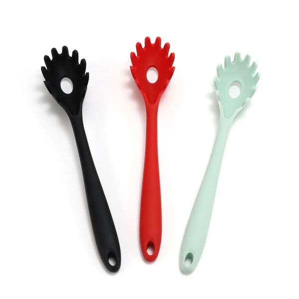 112 inch Pasta Fork Premium Silicone Spaghetti Strainer Heat Resistant Noodle Spoon Server Food Grade Kitchen Cooking Tools 260428