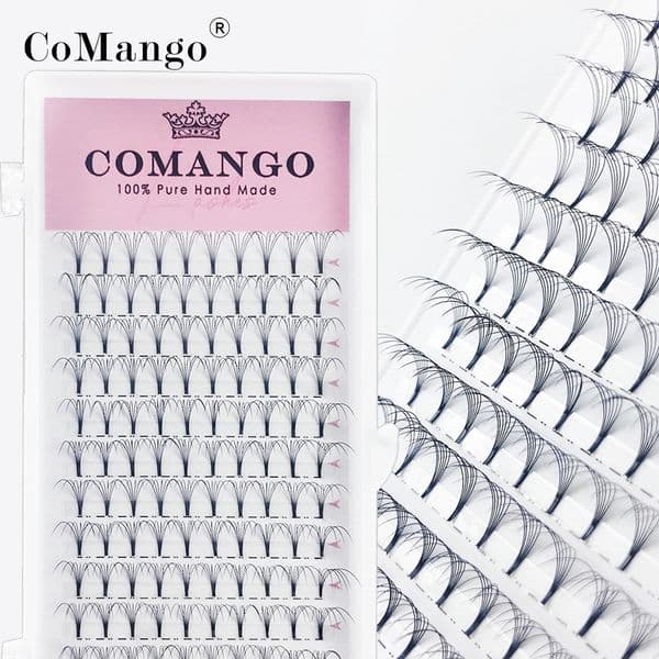 CoMango Premade Volume Fans Short Stem Russian Eyelash Extensions Wide Fans 3D 4D 5D 6D 8D 10D Faux Mink Lashes Wholesale 260424