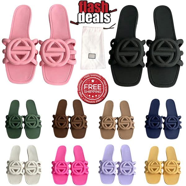 Free shipping designer sandals women slides sliders rubble sole slippers black white pink brown outdoor summer beach flat heels sandal womens fashion luxury shoes