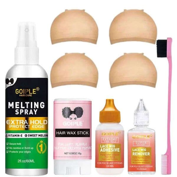 Lace Wig Installation Set Fast-drying Invisible Melting Spray Adhesive for Front Wigs Closure Smooth Broken Hair Solid Wax