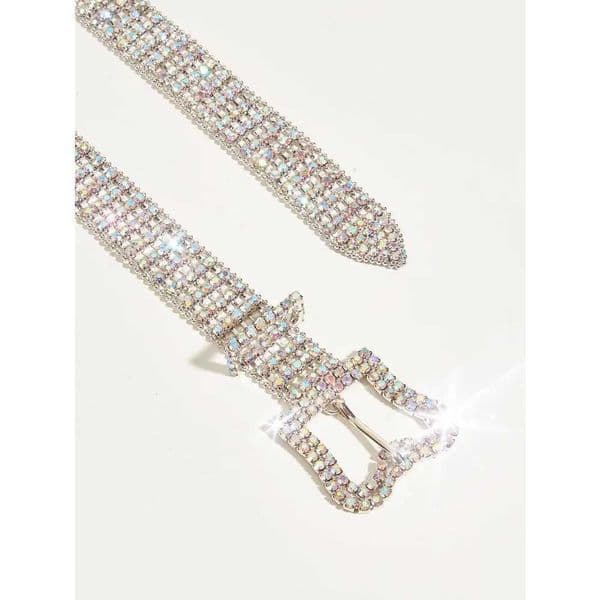 Luxury Crystal Belt for European and American Women Banana Buckle Diamond-studded Waist Chain with Coat Decor L260430
