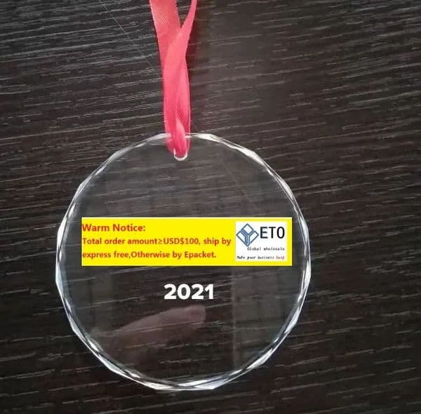 Wholesale Custom Laser 3D Pattern Blank Christmas Decoration Pendant Festive Crystal Hanging Ornament Event Party Supplies ZZ Tax Duty Free HJ