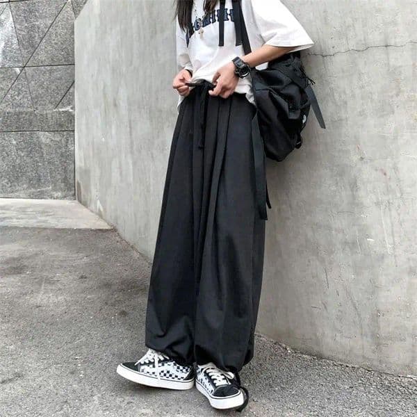 Men's Pants Trendy Draped Wide Leg Lantern Silhouette Sweatpants For Men Women Elastic Cuff Loose Sport Casual Trousers Student Wear