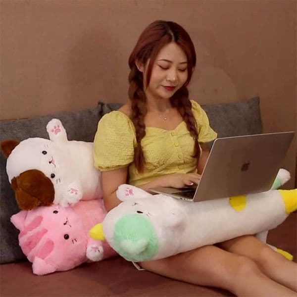 Three-color cat long pillow cushion for girls cute cartoon plush pillow L260430VEAP