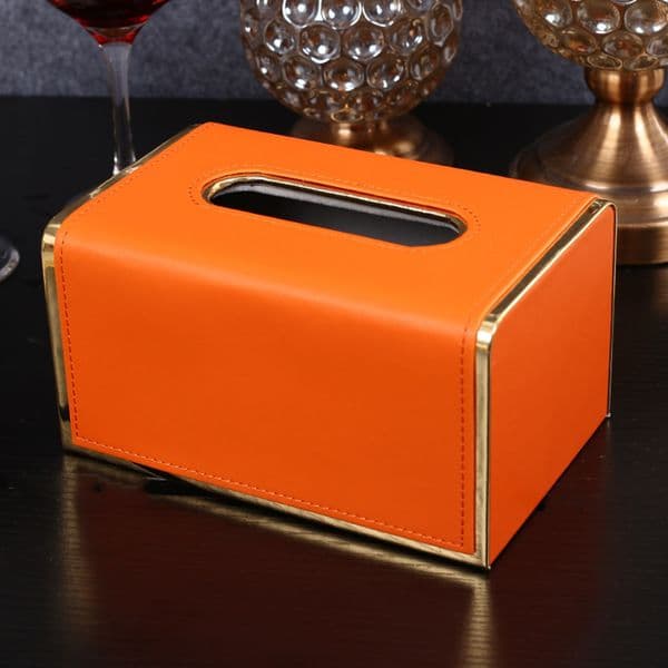 2026 Luxury Style Orange Leather Multi-Function Desktop Tissue Storage Box R250626 Free Shipping Shipping A
