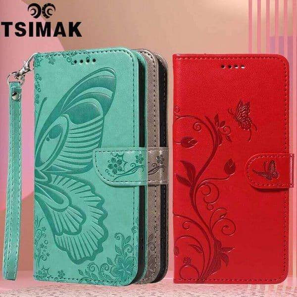 Flip Wallet Case For Xiaomi Redmi Note 8 9 10 Pro Max 8T 9A 9C 9T 9S 10A 10C 10S 10T 5G Butterfly Flower Vine Card Leather Cover S260429