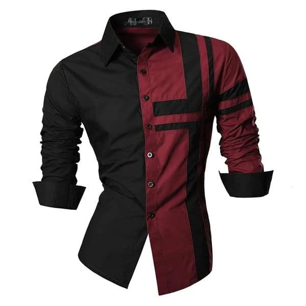 Mens retro red cross pattern shirt 3D simple all-match printed long-sleeved shirt mens casual fashion hip-hop neutral clothing 260429