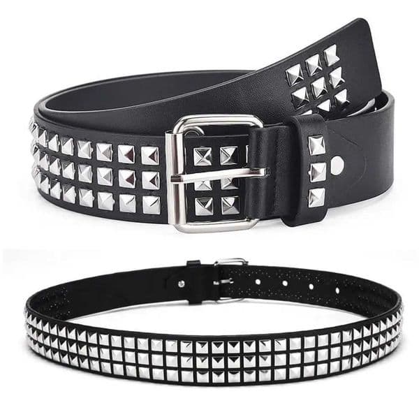 Punk Rivet Belt for Men Women Gothic Pyramid Metal Studded Leather Belt Luxury Square Bead Goth Waistband for Jeans Y2K 110cm L260430