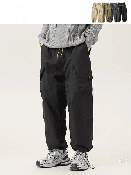 Men's Pants GPstudio Japanese Sle Functional Faion Windbreakers Winter Fce Lined Cuffed Casual 3D Ket Warm Workwear