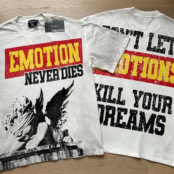 Designer T-Shirt, MIXED Short-Sleeve Tees, Street Style T-Shirt, Crew Neck Short-Sleeve T-Shirt, Graffiti Print Short-Sleeve High-Quality Cotton EMOTION s-xlll