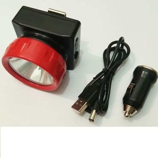 Super Bright Rechargeable LED Mining Headlamp - Long-Lasting Lithium Battery for Outdoor, Hunting & Fishing (USB + Car Charger)