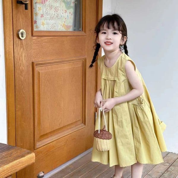 Summer pure cotton Korean-style stylish dress for girls childrens sleeveless summer dress thin princess dress S260429