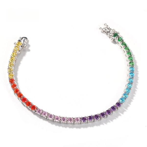 Designer Jewelry Minimalist HipHop Bracelet Copper Inlaid Colorful Zircon Trendy Bracelet Tennis Chain Luxury brand accessories
