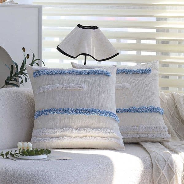 Blue Tufted Throw Pillow Sofa Living Room Tassel Cushion Backrest Bedroom Bed Cushion Pillow Cover Without Core L260430