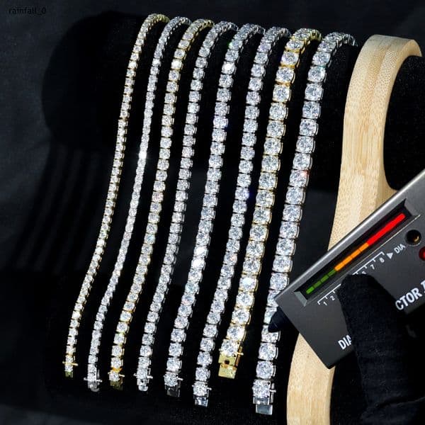 RTS 925 Sterling Silver Tennis Necklace Iced Out D Vvs Moissanite Tennis Chain 20-65mm 16-24inch Moissanite Tennis Chain