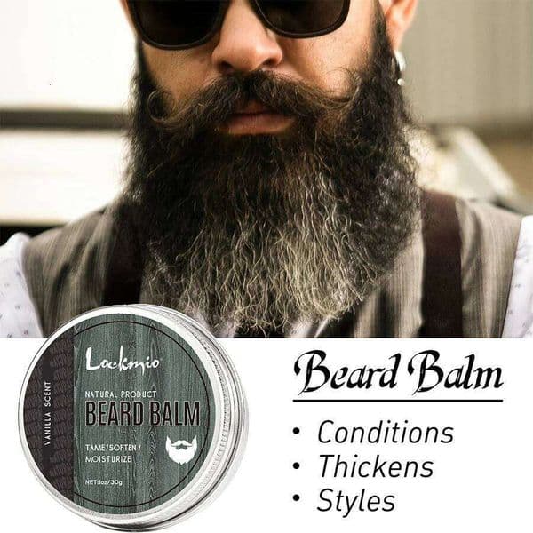 Lockmio Natural Balm Wax Vanilla Scent Tame Soften Moisturize Thickens Styles Smooth Beard Care Cream For Gentlemen