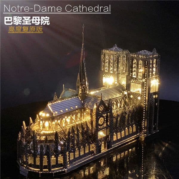 GANGDA 3D three-dimensional metal puzzle Notre Dame model adult difficult building DIY cabin toy L260428
