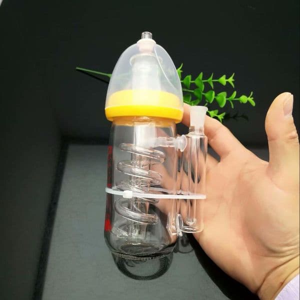 Milk bottle, water and tobacco bottle with silk plate Glass Bongs Glass Smoking Pipe
