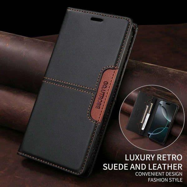 Anti-theft 360 Protect Leather Wallet Case for Apple 17 Pro Max Luxury Cover iPhone 16e 16 Plus 15 14 13 12 Xs Flip Funda S260429
