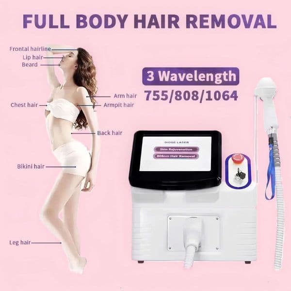 Ace Big Power 1200W Permanent Fast Hair Removal 755Nm 808Nm 1064Nm Diode Laser Long-Lasting Effect Depilation Shrink Age Pores Devic