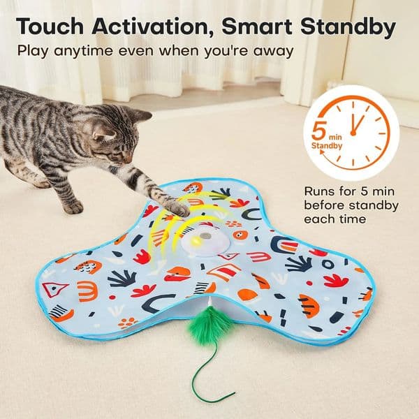 Smart Hide and Seek Cat Toy Electric Thermal Sensing Cat Catch Cover Mouse Squeaky Touch Activated Feather Teaser Wand 260410