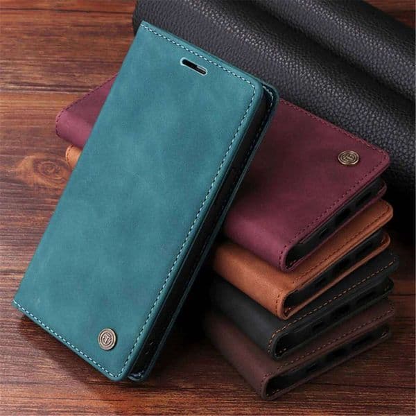 Leather Sucker Flip Phone Case For iPhone Air 17 16 15 14 13 11 Pro 12 Mini XR X XS Max Luxury Shockproof Wallet Cover S260429