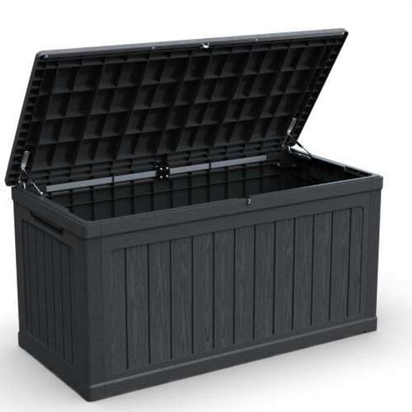 230 Gallon Large Storage XXL Deck Box for Patio Furniture, Outdoor Cushions, Garden Tools and Sports/Pools Equipment, Waterproof Resin, Lockable, Black