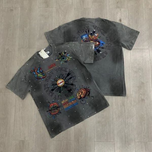 Deisgner Men's T Shirts DUAA Upper Hand SS Tee Drilled Hole Short Sleeve Fashion High Street Gothic Style T-Shirt Men Women Y2k Graffiti Print Quality Sh a52