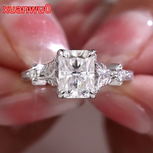 Customized Radiant Cut DEF VVS Lab Grown Diamond Handmade Fine Rings 925 Sterling Silver Wedding Engagement Jewelry Women