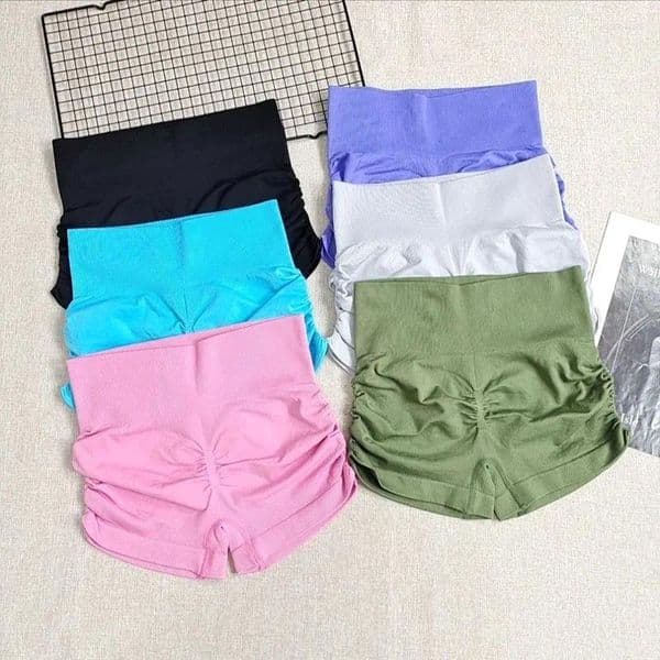 Active Shorts Women's High-Waisted Butt-Lifting Yoga - Mid-Thigh Ruched Non-See-Through Stretchy For