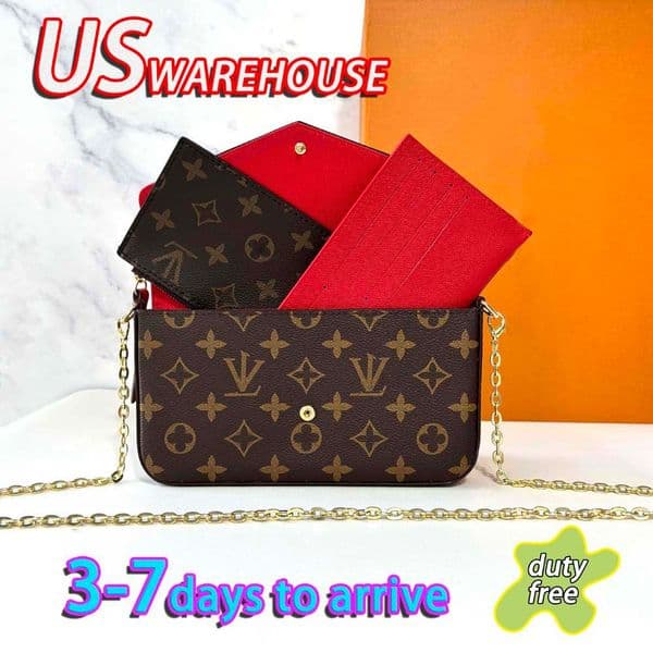 Designer Shoulder 3-in-1 Fashion Bag Leather Chain Wallets Classic Print Luxury Crossbody Bags Clutch purse