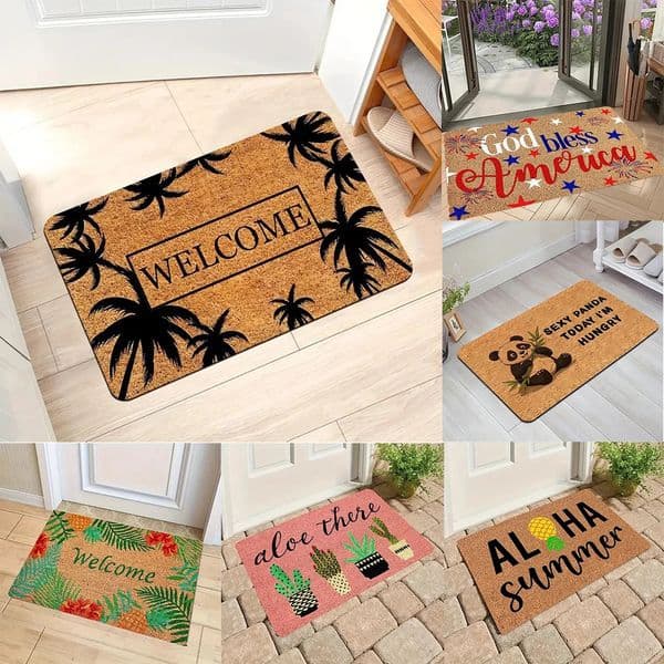 Tropical Style Door Mat With Palm Tree Cactus Pineapple Floral Patterns Soft Decorative Entryway Rug For Home Indoor Outdoor 260429