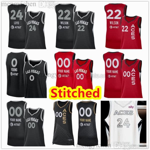 Stitched Las Vegas Women Aces Basketball Jerseys 22 Aja Wilson 24 Jewell Loyd 0 Jackie Young 12 Chelsea Gray 1 Kierstan Bell 3 NaLyssa Smith 21 Brianna Turner 7 Talbot