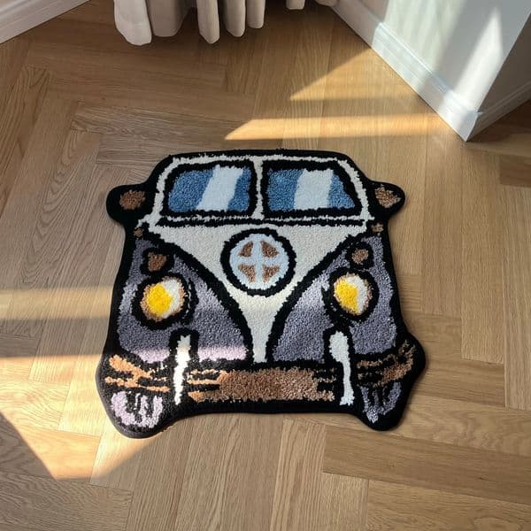 LAKEA Cartoon Bus Tufted Rugs Handmade Carpet Room Decor Kawaii Rug Small Rugs for Bedroom Cartoon Punch Needle Rug 260429