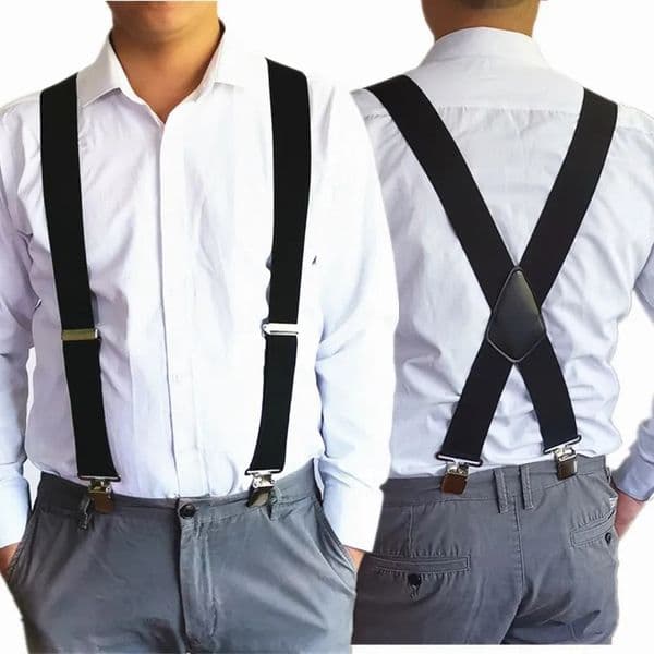 Plus Size 50mm Wide Men Suspenders High Elastic Adjustable 4 Strong Clips Suspender Heavy Duty X Back Trousers Braces 5 Colors 260429