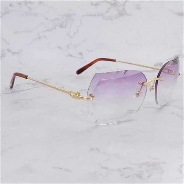 Sunglasses Luxury Designer Sunglasses Rimless Sawtooth Diamond Cut Glasses Men Fashion Shades for Women Trending Product Eyewear Gafas De