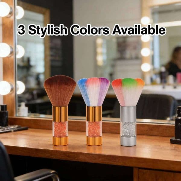 Professional - Barber Neck Duster Brush with Soft Synthetic Bristles, Crystal Bead Handle, and Electroplated Metal