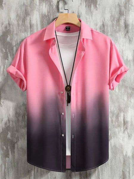 Mens Shirt Summer Clothing Gradient n Graphic 3D Print Shirts Short Sleeve Tops Streetwear Loose Casual Hawaiian Shirts 260429