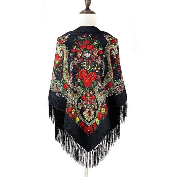 135135cm Women Russian Style Square Scarf Babushka Head Wraps Hijab Blanket Shawl Retro Floral Pattern National Scarves H260430