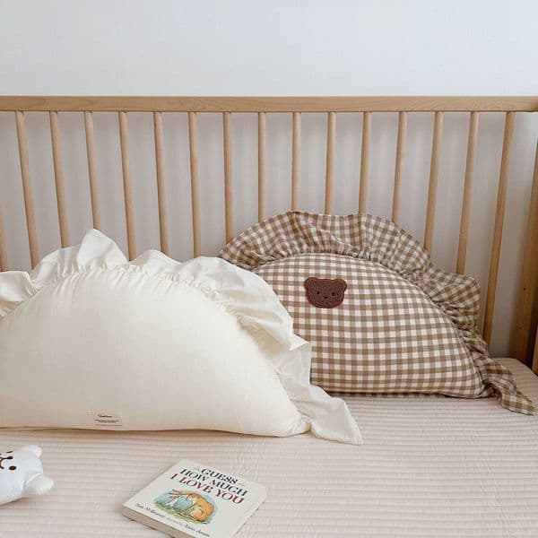 Cute Ins Bedhead Pillow Pure Cotton Dumpling Pillow Lotus Leaf Edged Girls Heart and Waist Pillow Baby Anti collision Cushion Removable and Washable L260430